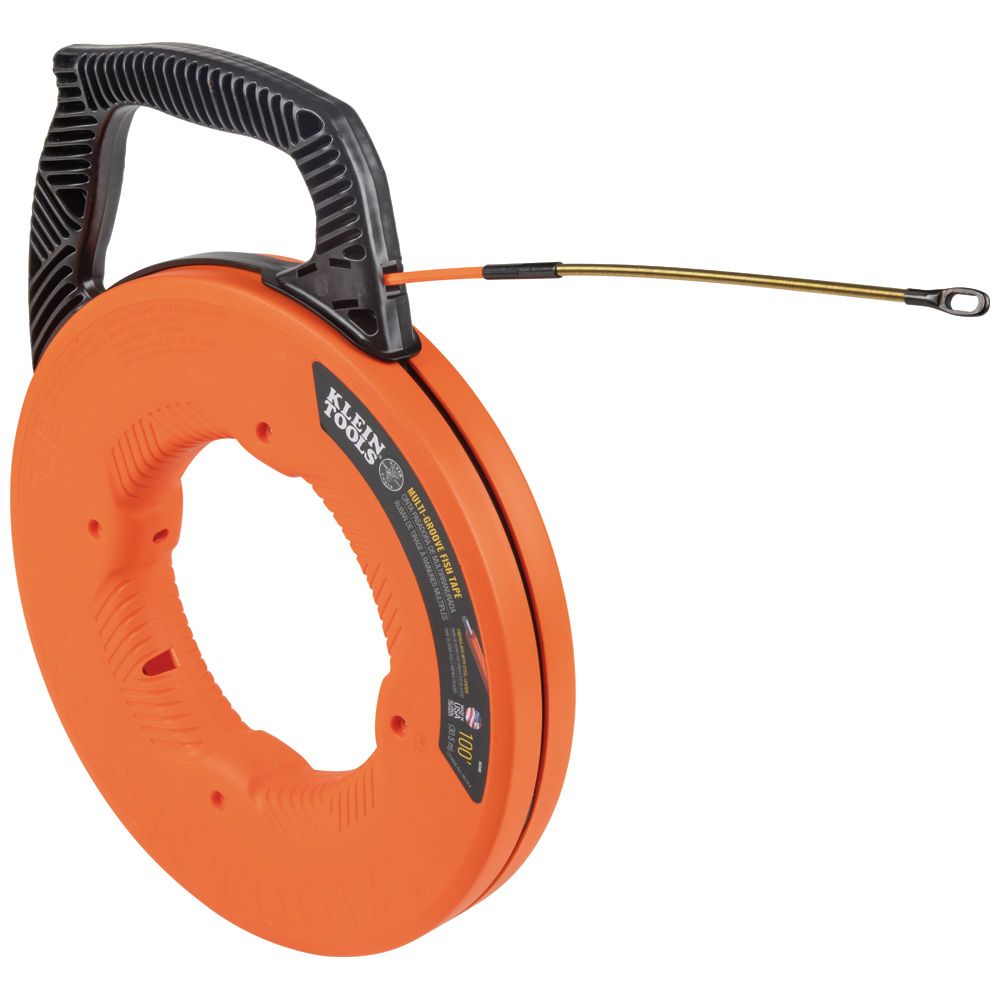 Multi-Groove Fiberglass Fish Tape with Spiral Steel Leader, 100-Foot - Klein Tools