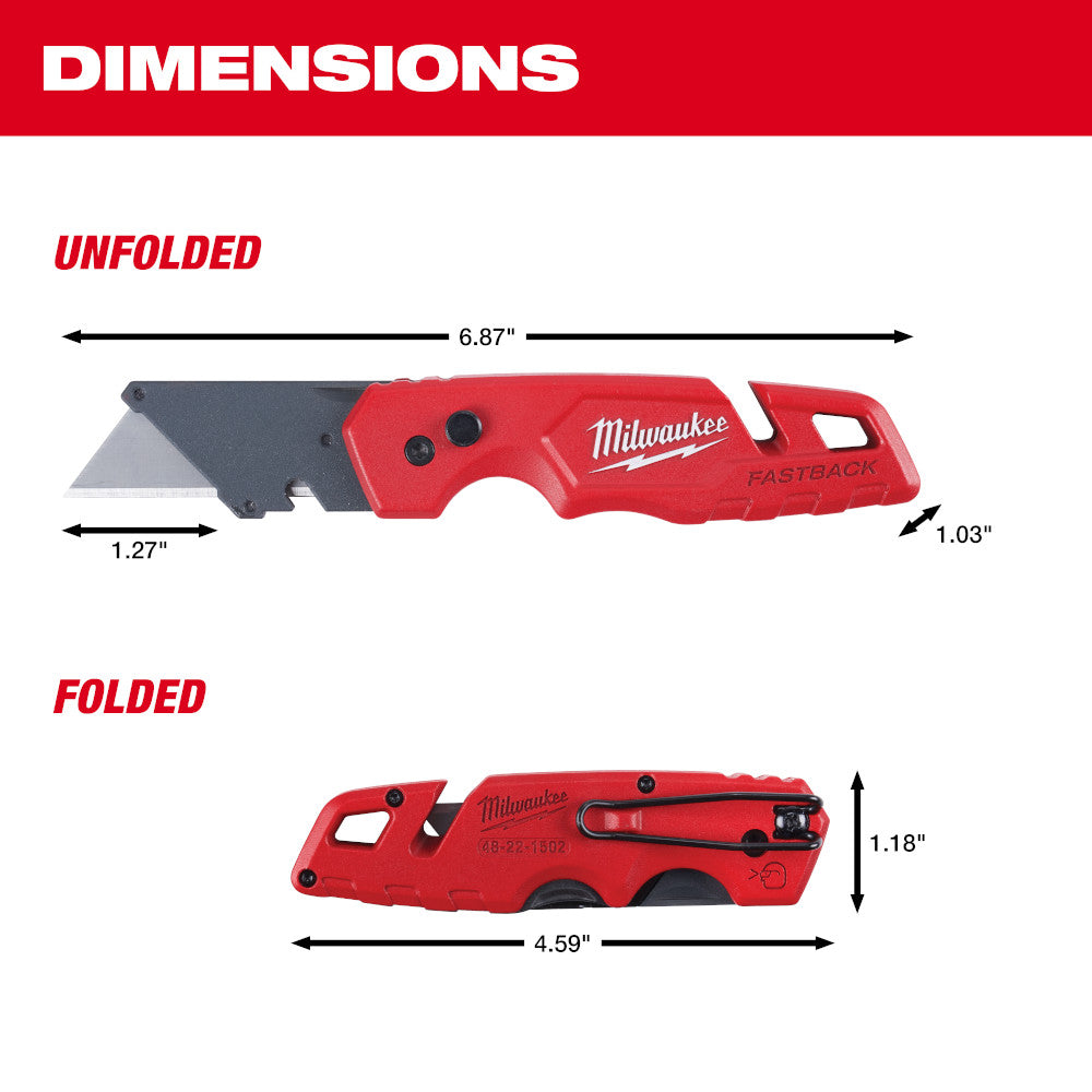 FASTBACK™ Folding Utility Knife with Blade Storage - Milwaukee