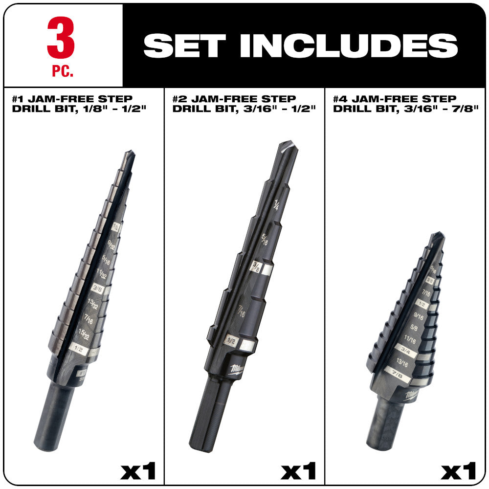 Step Drill Bit Set - 3PC - Milwaukee