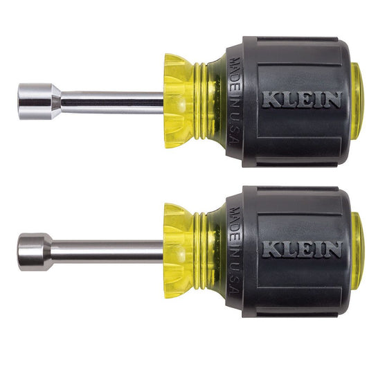 Nut Driver Set, Magnetic Stubby Nut Drivers, 1-1/2-Inch Shaft, 2-Piece - Klein Tools