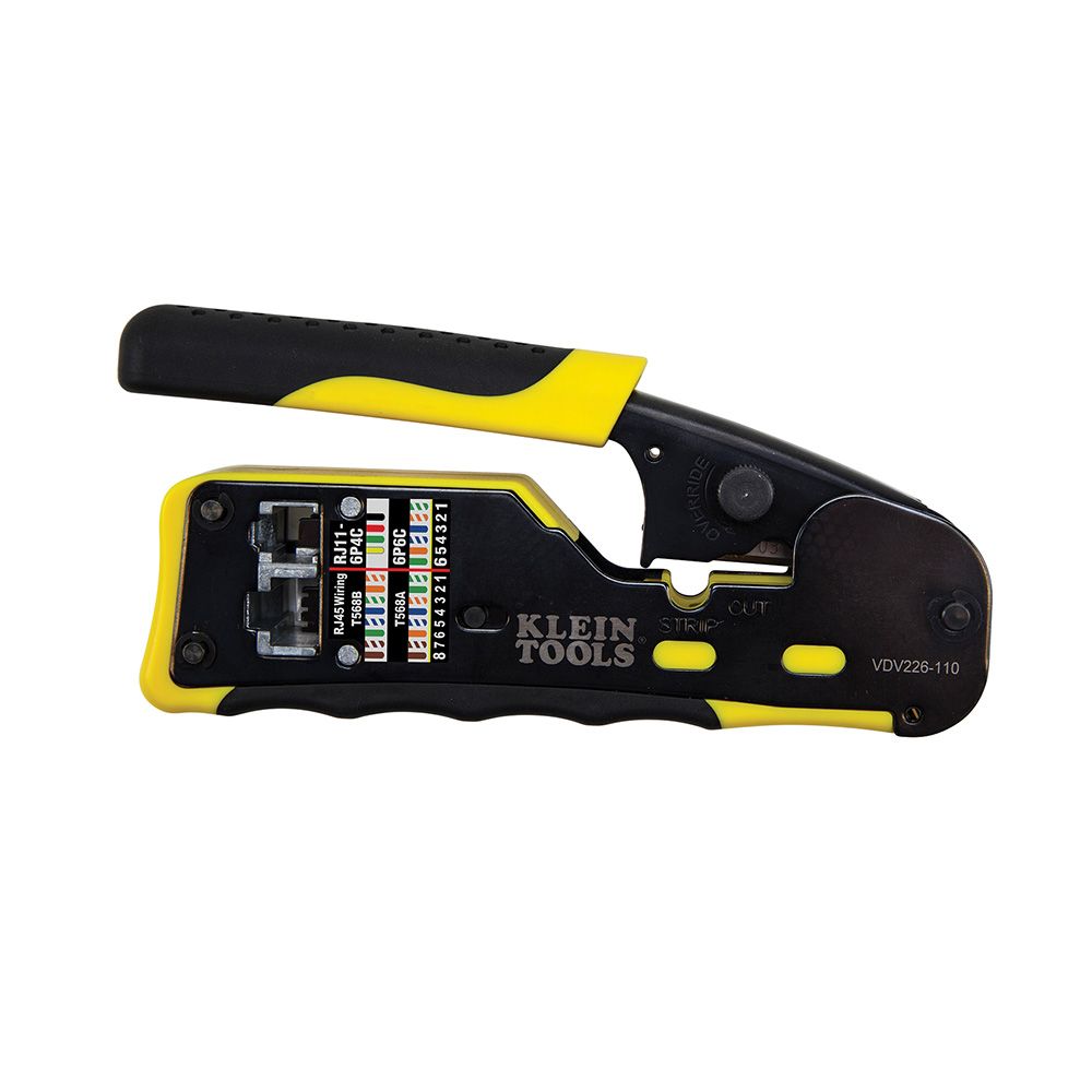 Ratcheting Cable Crimper / Stripper / Cutter, for Pass-Thru™ - Klein Tools
